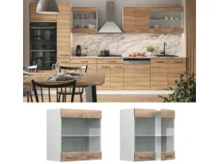 Vicco Küchenglasschrank R-Line Glashängeschrank Sonoma/Weiß 60 cm