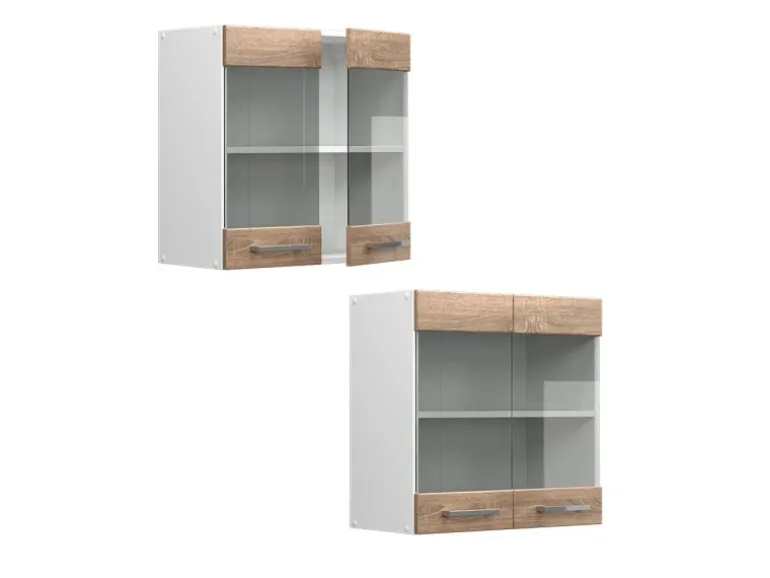 Vicco Küchenglasschrank R-Line Glashängeschrank Sonoma/Weiß 60 cm