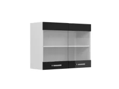 Vicco Küchenglasschrank R-Line Glashängeschrank Schwarz Hochglanz/Weiß 80 cm