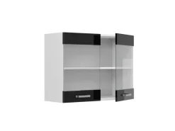 Vicco Küchenglasschrank R-Line Glashängeschrank Schwarz Hochglanz/Weiß 80 cm