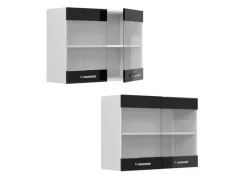 Vicco Küchenglasschrank R-Line Glashängeschrank Schwarz Hochglanz/Weiß 80 cm