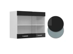 Vicco Küchenglasschrank R-Line Glashängeschrank Schwarz Hochglanz/Weiß 80 cm