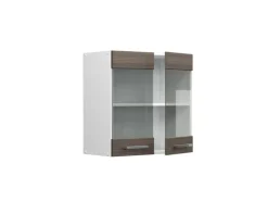 Vicco Küchenglasschrank R-Line Glashängeschrank Grau/Weiß 60 cm