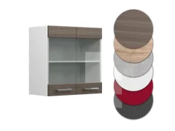 Vicco Küchenglasschrank R-Line Glashängeschrank Grau/Weiß 60 cm