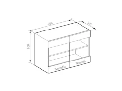 Vicco Küchenglasschrank R-Line Glashängeschrank Grau/Weiß 80 cm