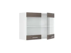 Vicco Küchenglasschrank R-Line Glashängeschrank Grau/Weiß 80 cm