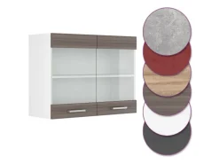 Vicco Küchenglasschrank R-Line Glashängeschrank Grau/Weiß 80 cm