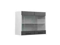 Vicco Küchenglasschrank R-Line Glashängeschrank Anthrazit Landhaus/Weiß 80 cm