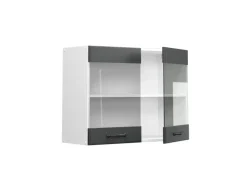 Vicco Küchenglasschrank R-Line Glashängeschrank Anthrazit Landhaus/Weiß 80 cm
