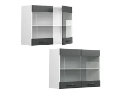 Vicco Küchenglasschrank R-Line Glashängeschrank Anthrazit Landhaus/Weiß 80 cm