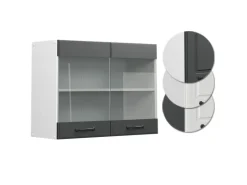 Vicco Küchenglasschrank R-Line Glashängeschrank Anthrazit Landhaus/Weiß 80 cm