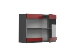 Vicco Küchenglasschrank R-Line Glashängeschrank Rot/Anthrazit 80 cm J-Shape