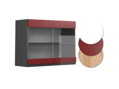 Vicco Küchenglasschrank R-Line Glashängeschrank Rot/Anthrazit 80 cm J-Shape