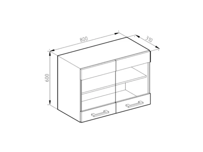 Vicco Küchenglasschrank R-Line Anthrazit Hochglanz/Goldkraft Eiche 80 cm