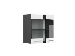 Vicco Küchenglasschrank R-Line Glashängeschrank Weiß Hochglanz/Anthrazit 60 cm