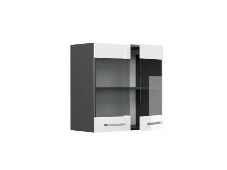 Vicco Küchenglasschrank R-Line Glashängeschrank Weiß Hochglanz/Anthrazit 60 cm