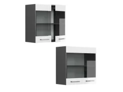 Vicco Küchenglasschrank R-Line Glashängeschrank Weiß Hochglanz/Anthrazit 60 cm