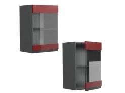 Vicco Küchenglasschrank R-Line Glashängeschrank Rot/Anthrazit 40 cm J-Shape