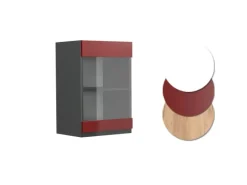 Vicco Küchenglasschrank R-Line Glashängeschrank Rot/Anthrazit 40 cm J-Shape