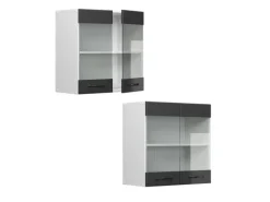 Vicco Küchenglasschrank R-Line Glashängeschrank Anthrazit Landhaus/Weiß 60 cm
