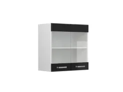 Vicco Küchenglasschrank R-Line Glashängeschrank Schwarz Hochglanz/Weiß 60 cm