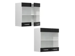 Vicco Küchenglasschrank R-Line Glashängeschrank Schwarz Hochglanz/Weiß 60 cm