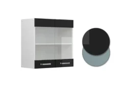 Vicco Küchenglasschrank R-Line Glashängeschrank Schwarz Hochglanz/Weiß 60 cm