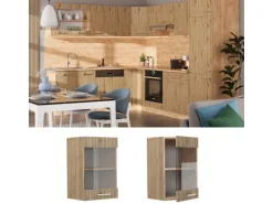 Vicco Küchenglasschrank R-Line Glashängeschrank Artisan-Eiche/Goldkraft Eiche 40 cm