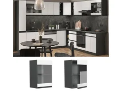 Vicco Küchenglasschrank R-Line Glashängeschrank Weiß/Anthrazit 40 cm J-Shape