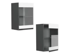 Vicco Küchenglasschrank R-Line Glashängeschrank Weiß/Anthrazit 40 cm J-Shape