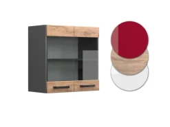 Vicco Küchenglasschrank R-Line Glashängeschrank Goldkraft Eiche/Anthrazit 60 cm