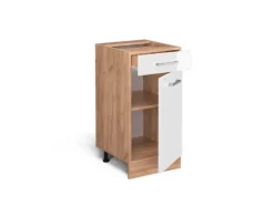 Vicco Küchenschrank R-Line Schubladenschrank für die Küche Weiß Hochglanz 40 cm AP Marmor