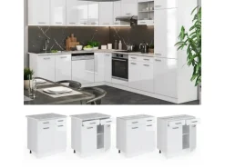 Vicco Küchenschrank R-Line Schubladenschrank für die Küche Weiß Hochglanz 80 cm AP Eiche