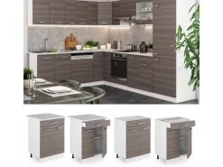 Vicco Küchenschrank R-Line Edelgrau 60 cm mit Schublade ohne Arbeitsplatte