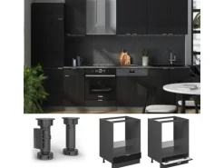 Vicco Küchenschränke Fame-Line Schwarz Gestreift 60 cm ohne Arbeitsplatte