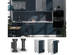 Vicco Küchenschränke Fame-Line Dunkelblau Hochglanz/Weiß 40 cm ohne Arbeitsplatte