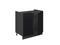 Vicco Küchenschränke Fame-Line Küchenunterschrank für die Spüle Schwarz Gestreift 80 cm AP Marmor