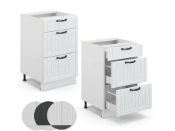 Vicco Küchenunterschrank Fame-Line Weiß Landhaus/Weiß 50 cm ohne Arbeitsplatte