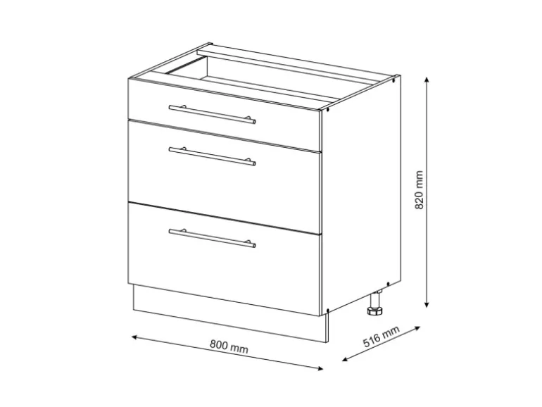 Vicco Küchenunterschrank Fame-Line Bordeaux Hochglanz/Weiß 80 cm mit 3 Schubladen AP Marmor