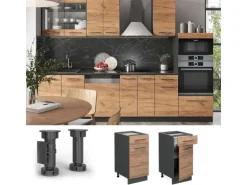 Vicco Küchenunterschrank Fame-Line Goldkraft Eiche/Anthrazit 40 cm ohne Arbeitsplatte