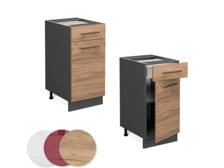 Vicco Küchenunterschrank Fame-Line Goldkraft Eiche/Anthrazit 40 cm ohne Arbeitsplatte