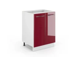 Vicco Küchenunterschrank Fame-Line Bordeaux Hochglanz/Weiß 60 cm ohne Arbeitsplatte