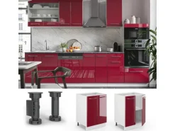 Vicco Küchenunterschrank Fame-Line Bordeaux Hochglanz/Weiß 60 cm ohne Arbeitsplatte