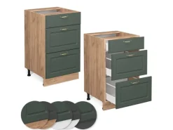 Vicco Küchenunterschrank Fame-Line Grün-Gold Landhaus/Goldkraft Eiche 50 cm AP Eiche