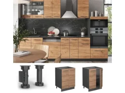 Vicco Küchenunterschrank Fame-Line Goldkraft Eiche/Anthrazit 60 cm ohne Arbeitsplatte