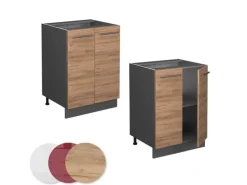 Vicco Küchenunterschrank Fame-Line Goldkraft Eiche/Anthrazit 60 cm ohne Arbeitsplatte