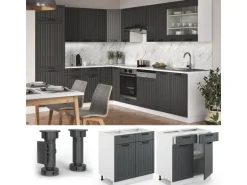 Vicco Küchenunterschrank Fame-Line Anthrazit/Weiß 80 cm ohne Arbeitsplatte