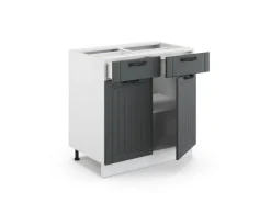 Vicco Küchenunterschrank Fame-Line Anthrazit/Weiß 80 cm ohne Arbeitsplatte