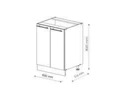 Vicco Küchenunterschrank Fame-Line Anthrazit Hochglanz/Goldkraft Eiche 60 cm ohne Arbeitsplatte