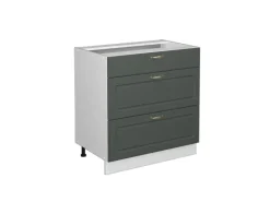 Vicco Küchenunterschrank Fame-Line Grün-Gold Landhaus/Weiß 80 cm mit 3 Schubladen ohne Arbeitsplatte